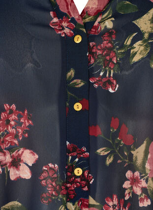 Skjorta med v-ringning och blommigt mönster, Blue Flower AOP, Packshot image number 2