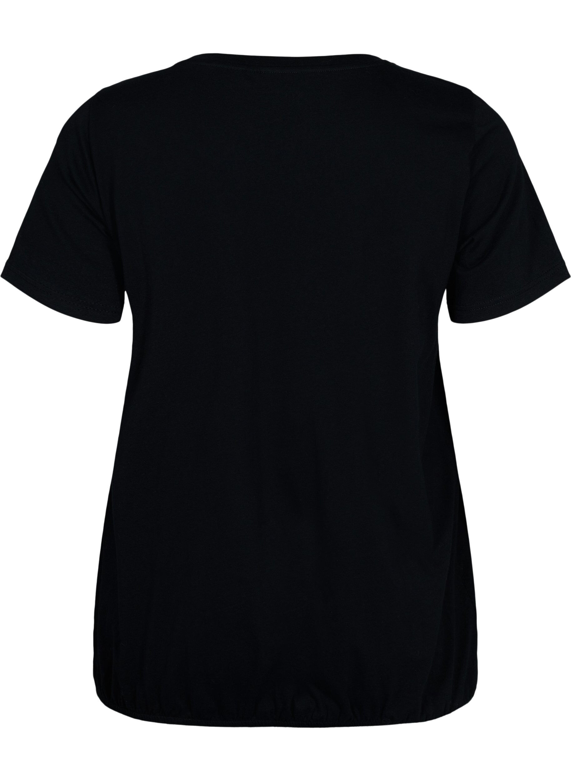 Zizzi Bomulls t-shirt med folietryck, Black W. Love, Packshot image number 1