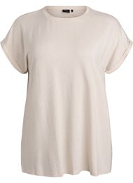 T-shirt i viskos med glitterr&auml;nder, Vanilla