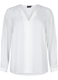 Enfärgad skjorta med V-ringning, Bright White, Packshot