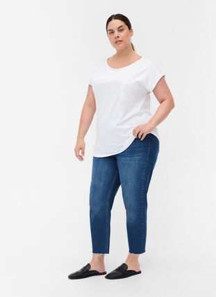 T-shirt med bröstficka i ekologisk bomull, Bright White, Model image number 2
