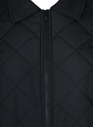 Kort quiltad jacka med krage, Black, Packshot image number 2