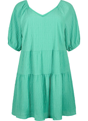 A-linjeformad kort klänning med en V-ringning, Deep Mint, Packshot image number 0
