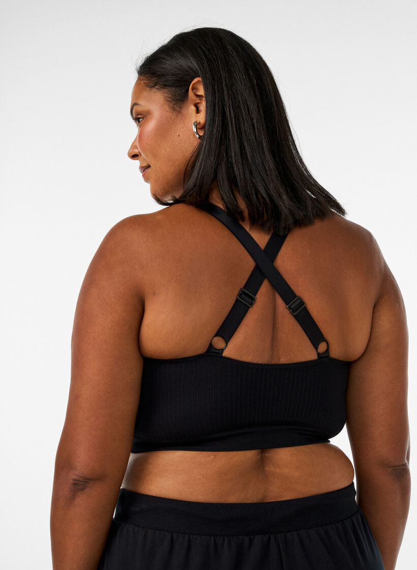 S&ouml;ml&ouml;s ribbad sport-BH, Svart, Model image number 2