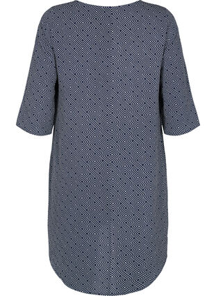 Mönstrad klänning med 3/4-ärmar, Blue Graphic, Packshot image number 1