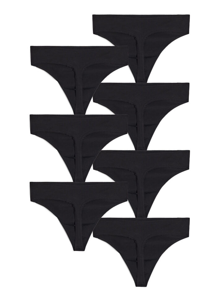 7-pack G-string i bomull, Svart, Packshot image number 1