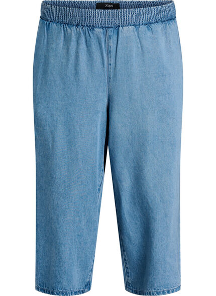 ZizziCulottebyxor i lyocell med vida ben och denimlook, Blå, Packshot image number 0