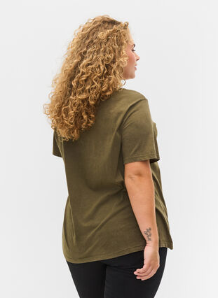 Kortärmad t-shirt i bomull  med tryck, Ivy Green Wash, Model image number 1