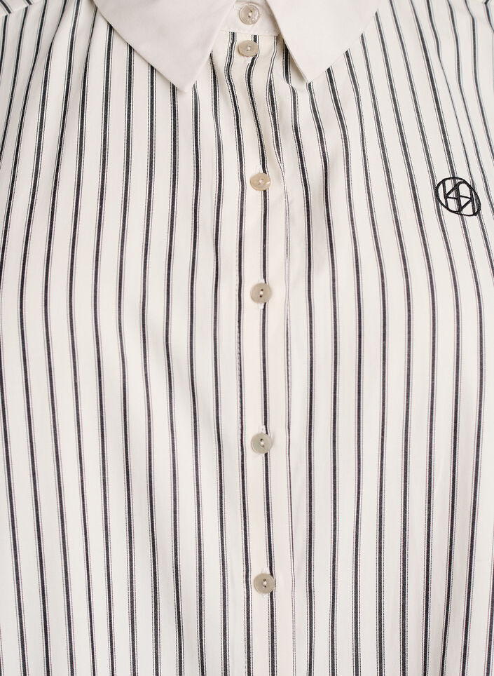 L&ouml;s randig skjorta med breda manschetter, Vit, Packshot image number 2