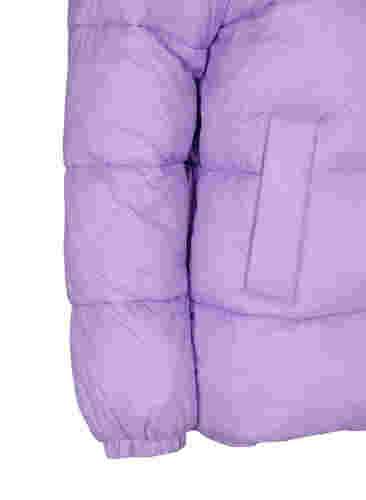 Kort pufferjacka med huva, Lavender, Packshot image number 3