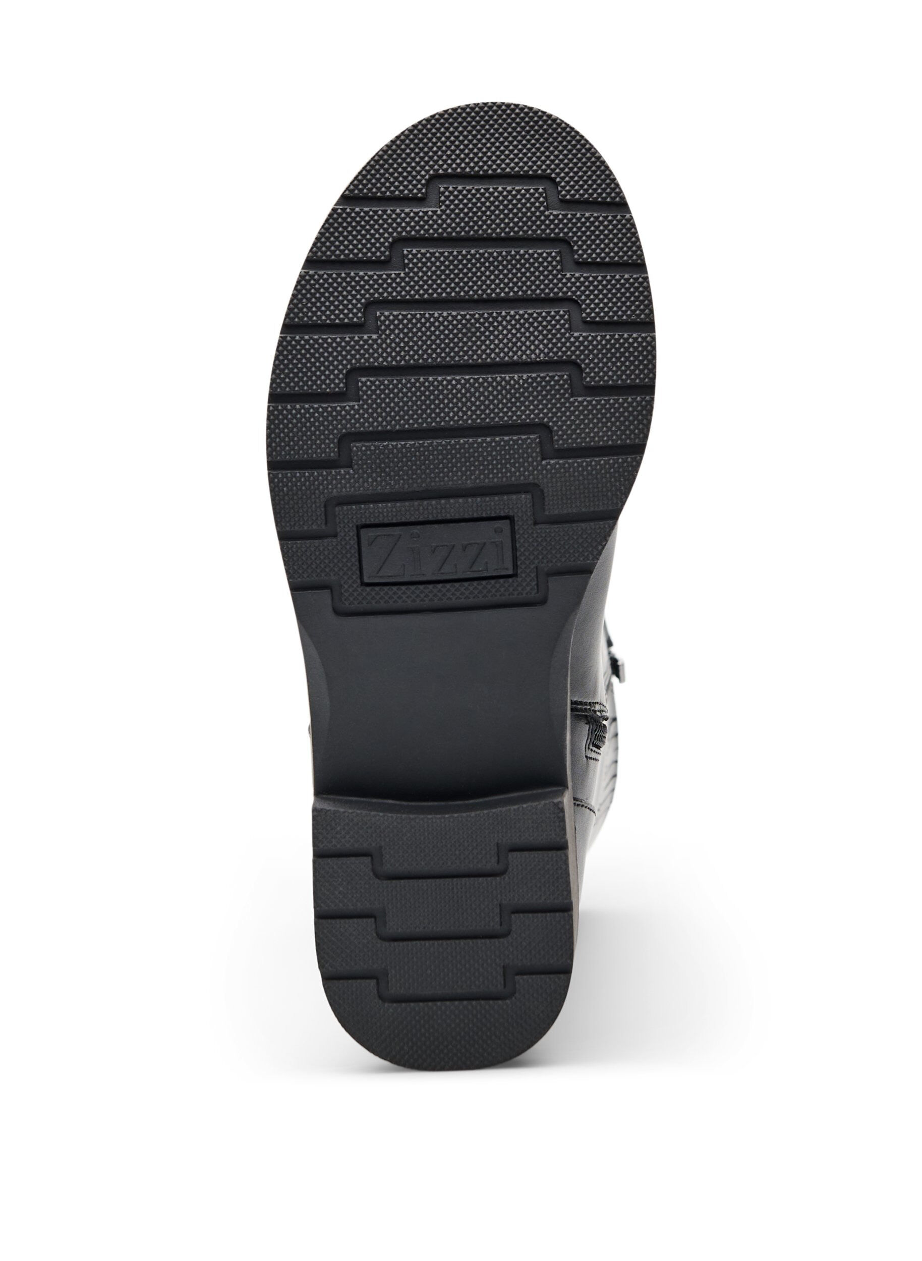 ZizziH&ouml;g st&ouml;vel i l&auml;der med dekorativa sp&auml;nnen, Svart, Packshot image number 4