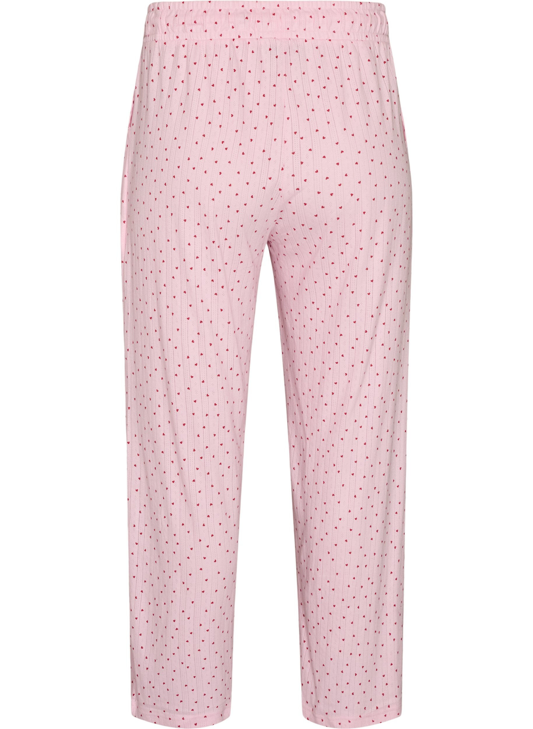 ZizziPyjamabyxor i ekologisk bomull med h&aring;lbrodyr, Rosa, Packshot image number 1