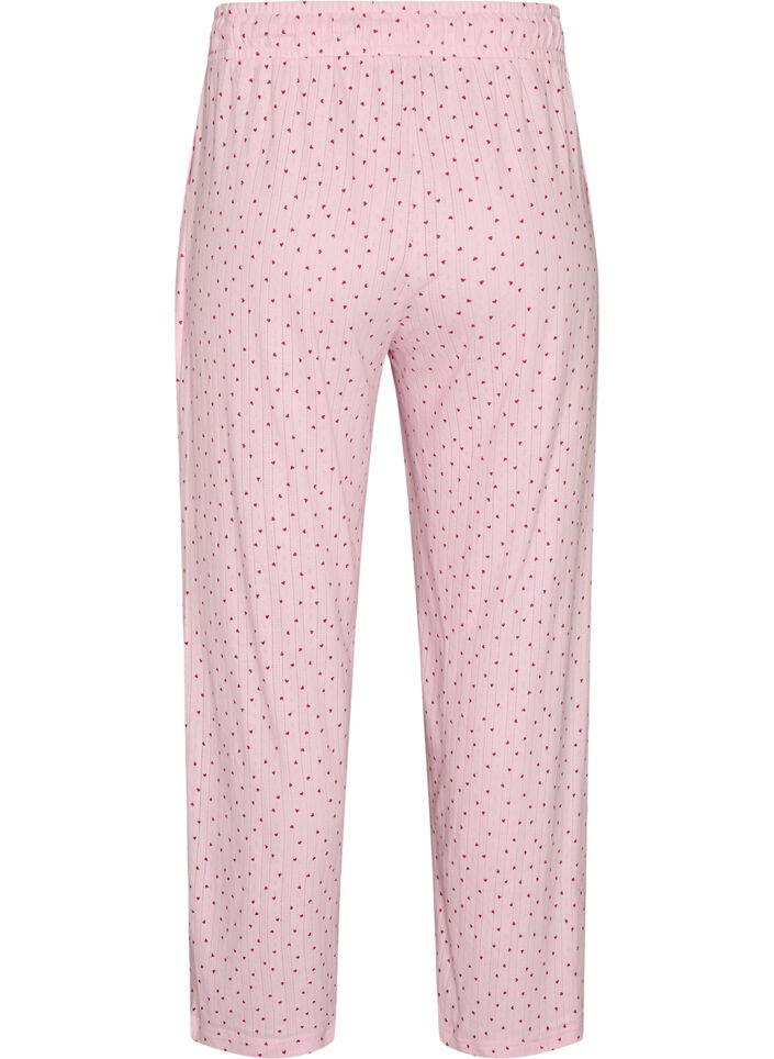 Pyjamabyxor i ekologisk bomull med h&aring;lbrodyr, Rosa, Packshot image number 1