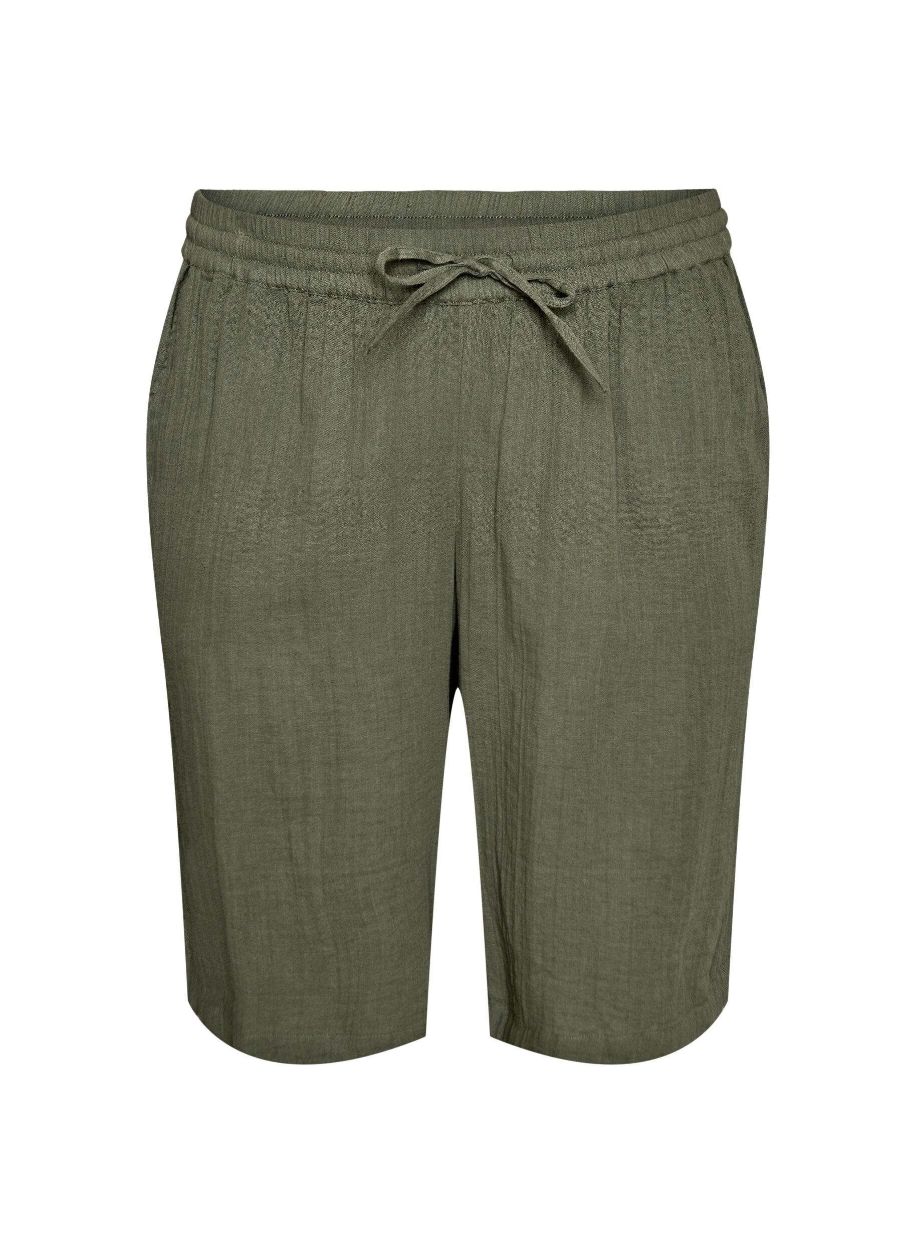 L&ouml;sa shorts i bomullsmuslin med h&ouml;g midja