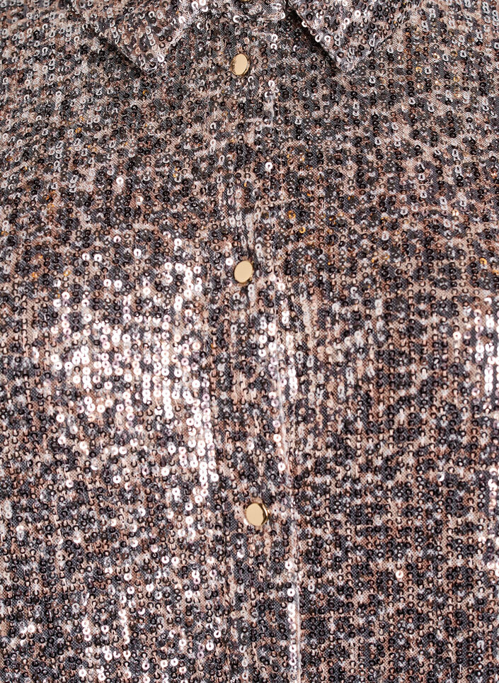 Paljettskjorta med långa ärmar, Brun, Packshot image number 2