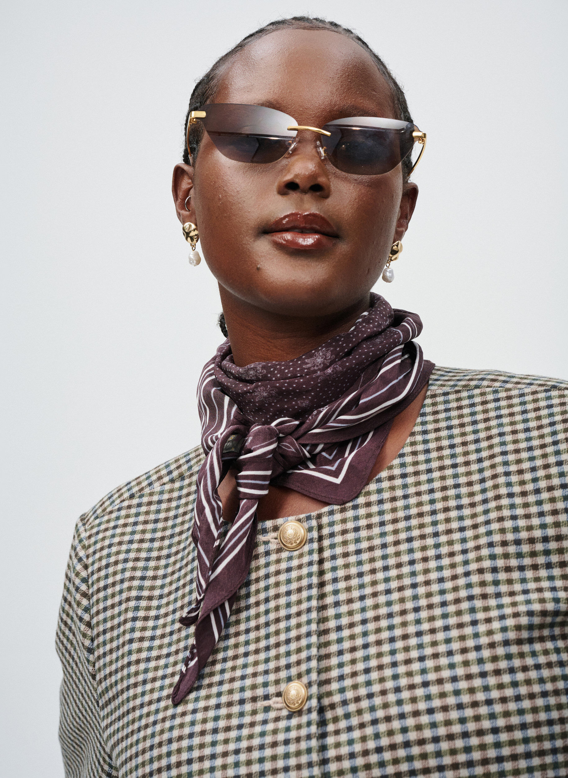 Zizzi Kort jacka med guldf&auml;rgade knappar, Brun, Image image number 0