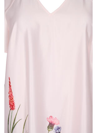 Midiklänning med blommönster och korta ärmar, White Sand, Packshot image number 2