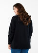 Stickad blus med rund halsringning och stickat m&ouml;nster, Svart, Model image number 2