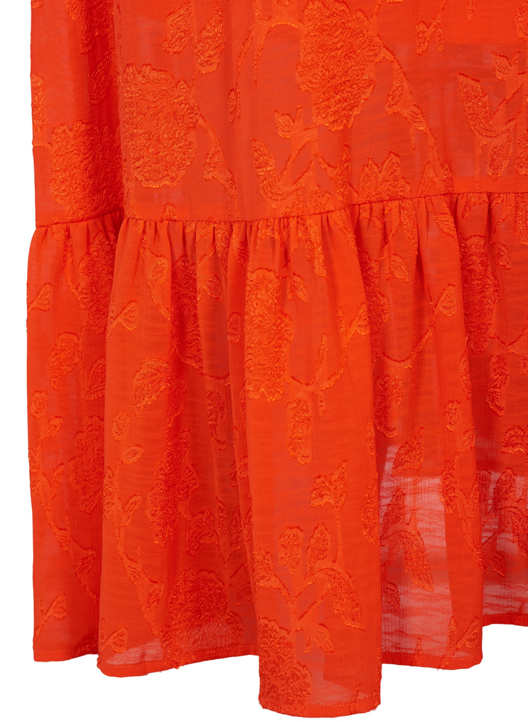Zizzi L&aring;ng&auml;rmad midi-kl&auml;nning i jacquard-look, Orange.com, Packshot image number 3