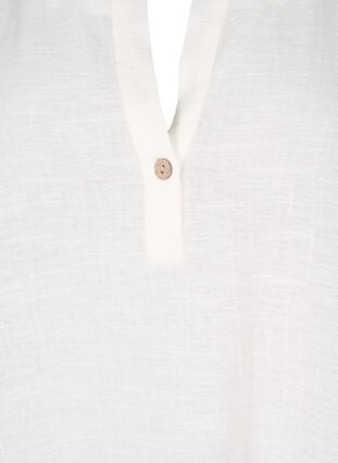 3/4-ärmad tunika i bomullsblandning med linne, Off-White, Packshot image number 2