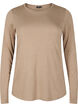 L&aring;ng&auml;rmad blus i ull och viskos, Brun, Packshot image number 0