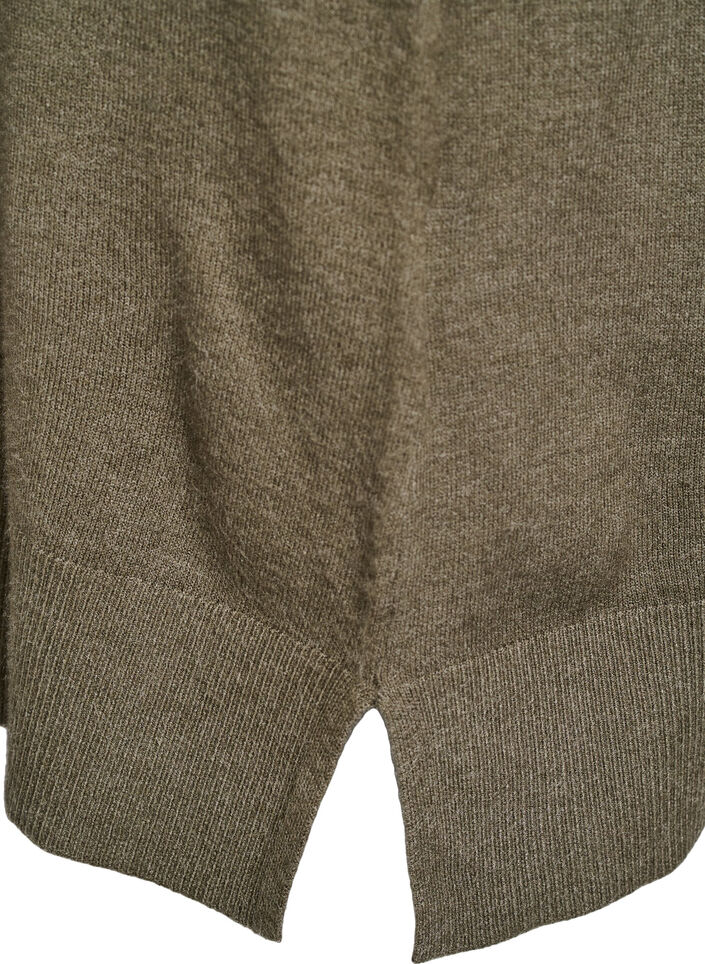 Stickad kort klänning med raglanärm och mittsöm, Grön, Packshot image number 3