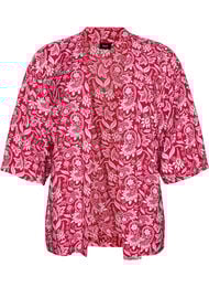Kort kimono i viskos med 3/4-&auml;rmar, Rosa