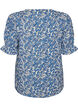 Blus i bomull med fyrkantig ringning, Bl&aring;, Packshot image number 1