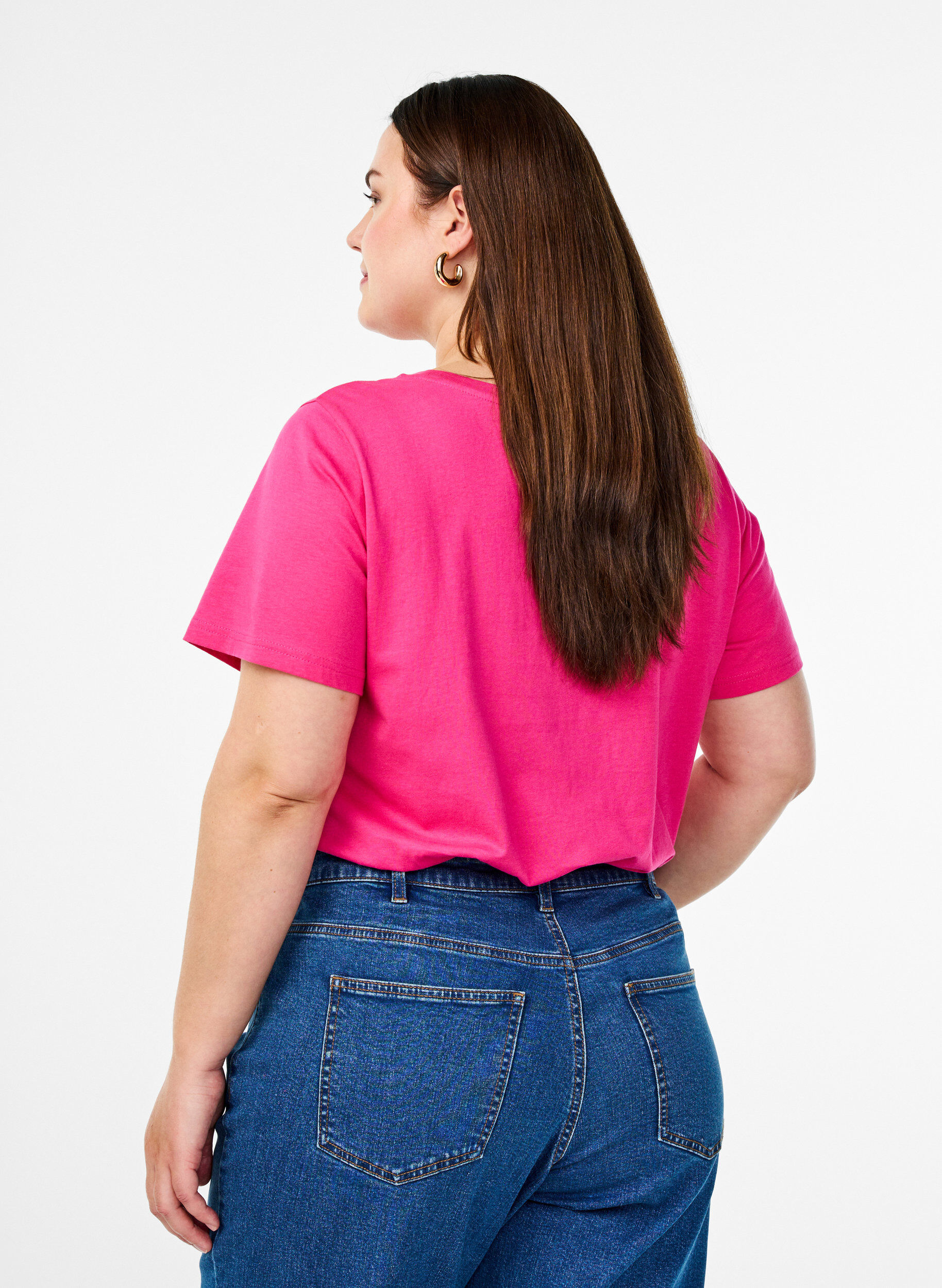 Zizzi T-shirt i bomull med motiv, Raspb. w. Strawberry, Model image number 1