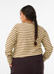 Randig blus med l&aring;nga &auml;rmar, Brun, Model image number 2