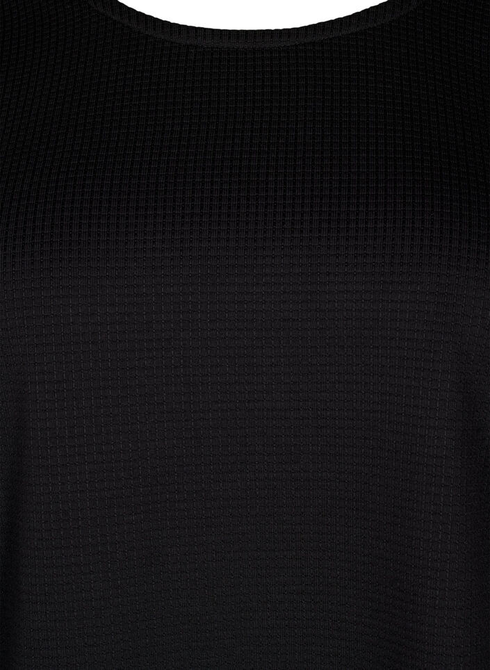 A-linjeformad blus med textur, Black, Packshot image number 2