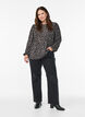 Blus med l&aring;nga &auml;rmar och leopardm&ouml;nster, Gr&aring;, Model image number 1