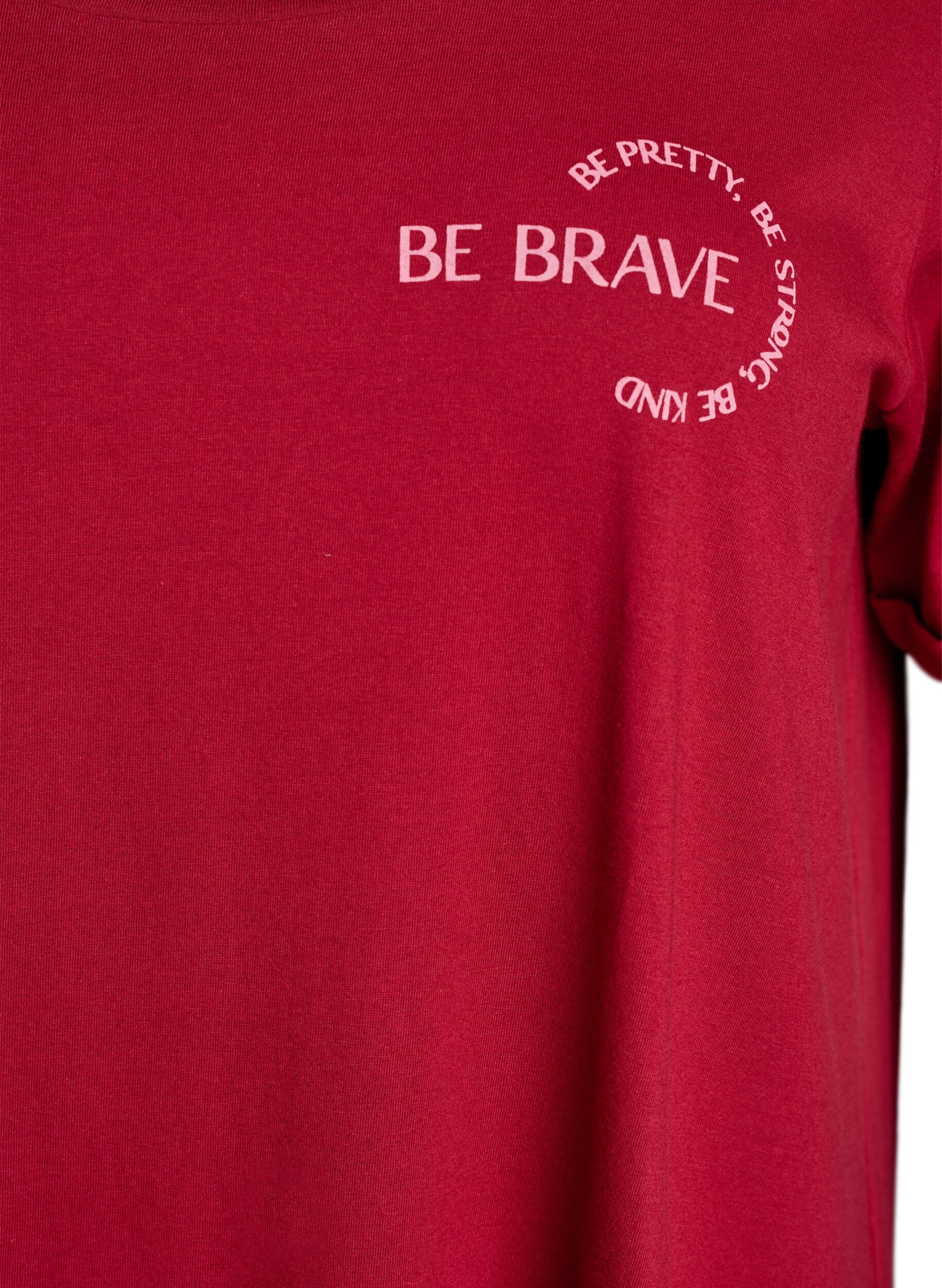 Zizzi Kort&auml;rmat nattlinne i ekologisk bomull, R&ouml;d, Packshot image number 2