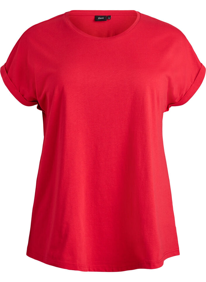 Kort&auml;rmad t-shirt i bomullsmix, R&ouml;d, Packshot image number 0