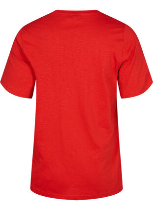 Kortärmad enkel t-shirt med v-ringning, Flame Scarlet, Packshot image number 1