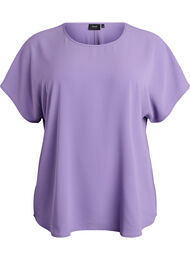 Blus med korta &auml;rmar och rund halsringning, Lila