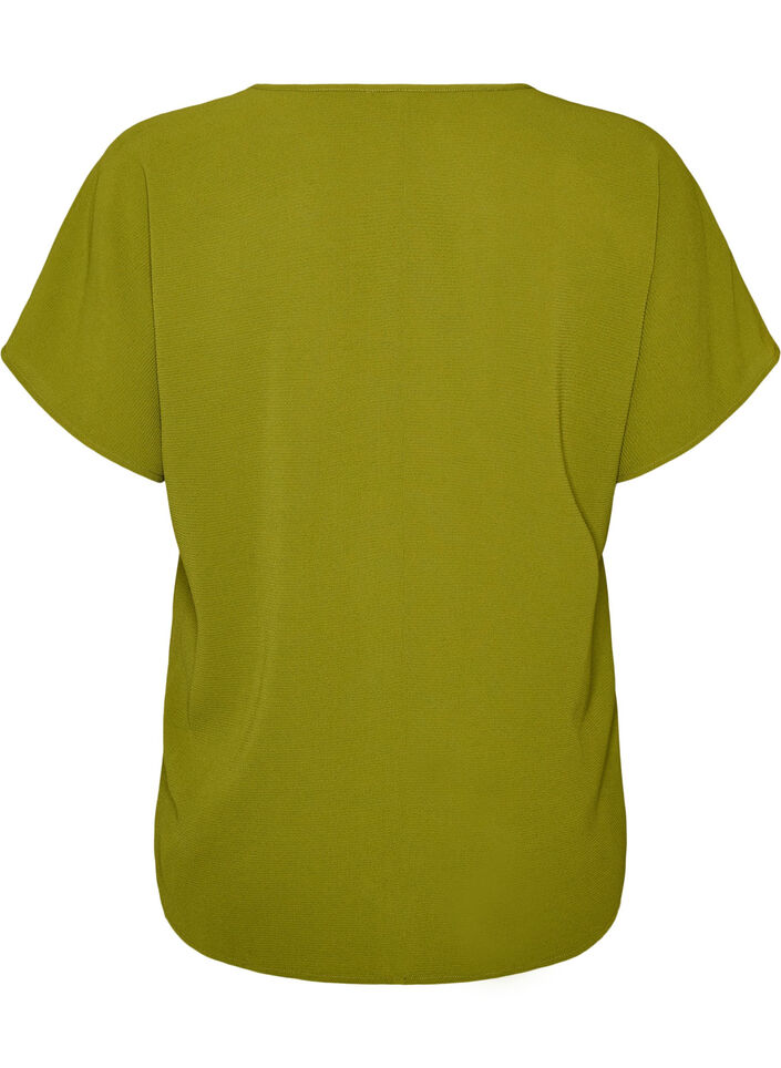Blus med korta &auml;rmar och rund halsringning, Gr&ouml;n, Packshot image number 1
