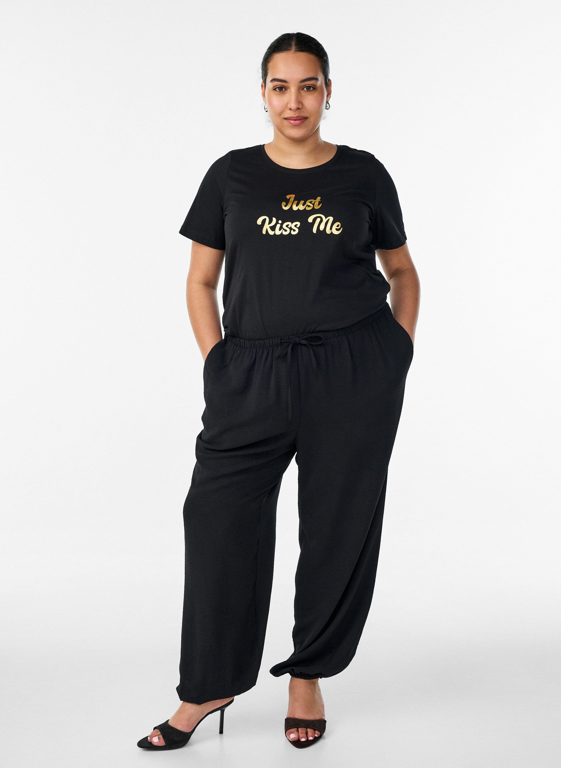 ZizziT-shirt med tryck, Svart, Model image number 1
