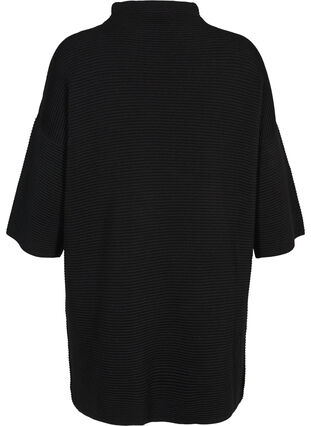 Stickad klänning med kort ärm, Black, Packshot image number 1