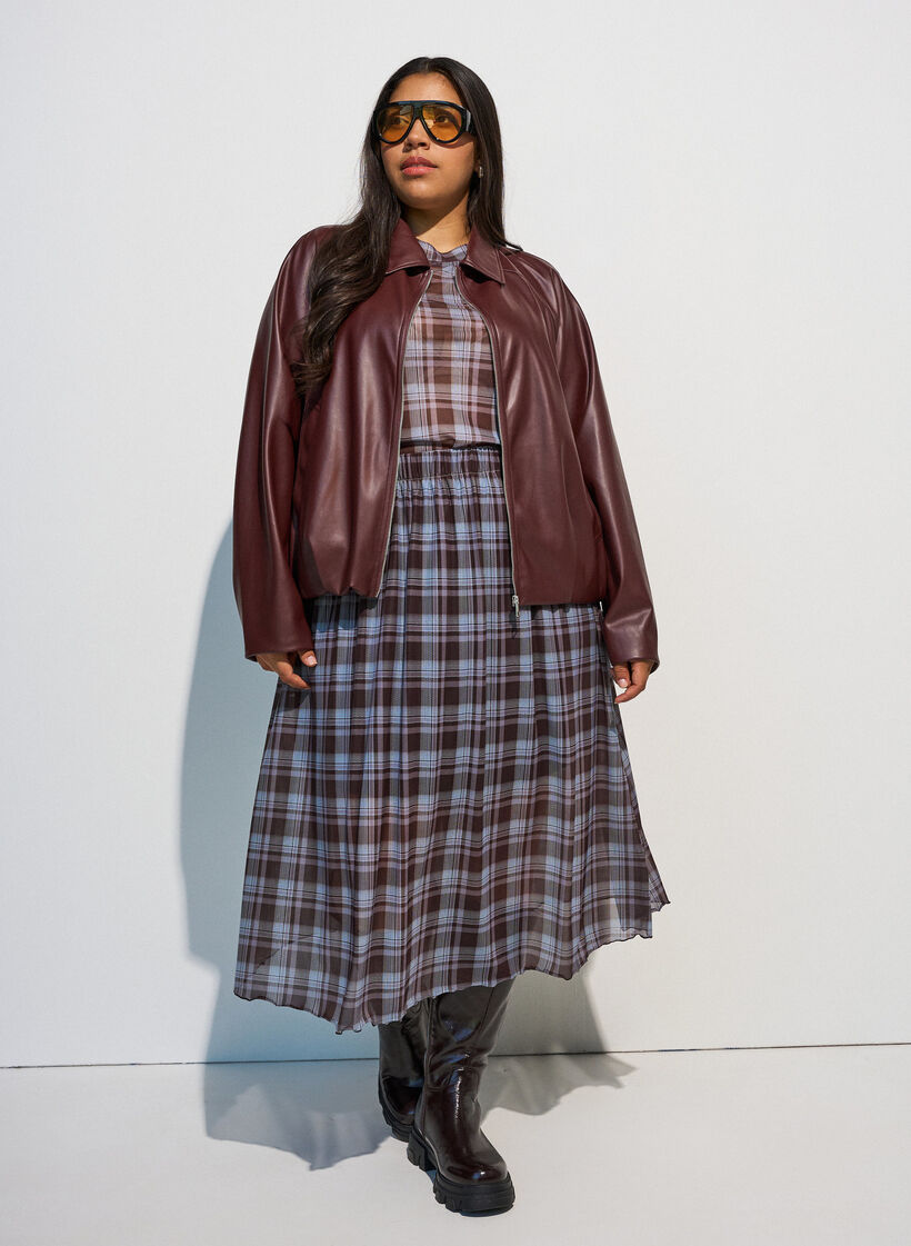 Rutig blus i mesh, Bl&aring;, Model