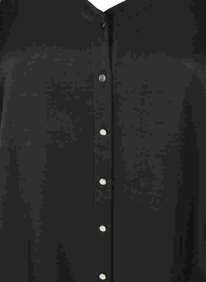 Tunika med knappar och 3/4 ärmar, Black, Packshot image number 2