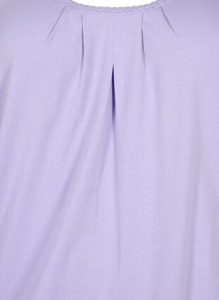 Bomullstopp med rund hals och spetskant, Lavender, Packshot image number 2