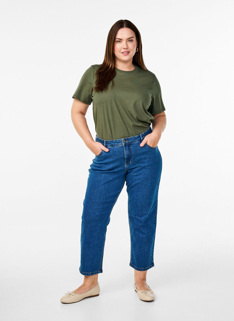 Croppade Vera-jeans med raka ben, Bl&aring;, Model image number 0