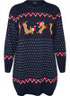 Kort kl&auml;nning i stickat med julmotiv, Bl&aring;, Packshot image number 0