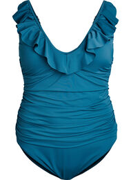 Baddr&auml;kt med volanger och uttagbar vaddering, Bl&aring;