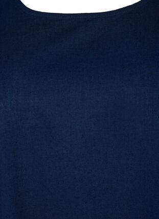Kortärmad blus i bomullsmix med linne, Navy Blazer, Packshot image number 2