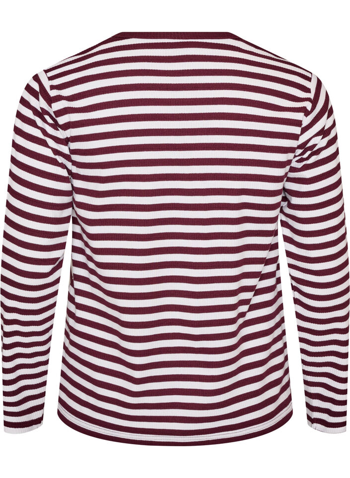 L&aring;ng&auml;rmad natt-topp i ribbad trik&aring; med r&auml;nder, R&ouml;d, Packshot image number 1