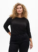 Enf&auml;rgad blus med l&aring;nga &auml;rmar, Svart, Model image number 0