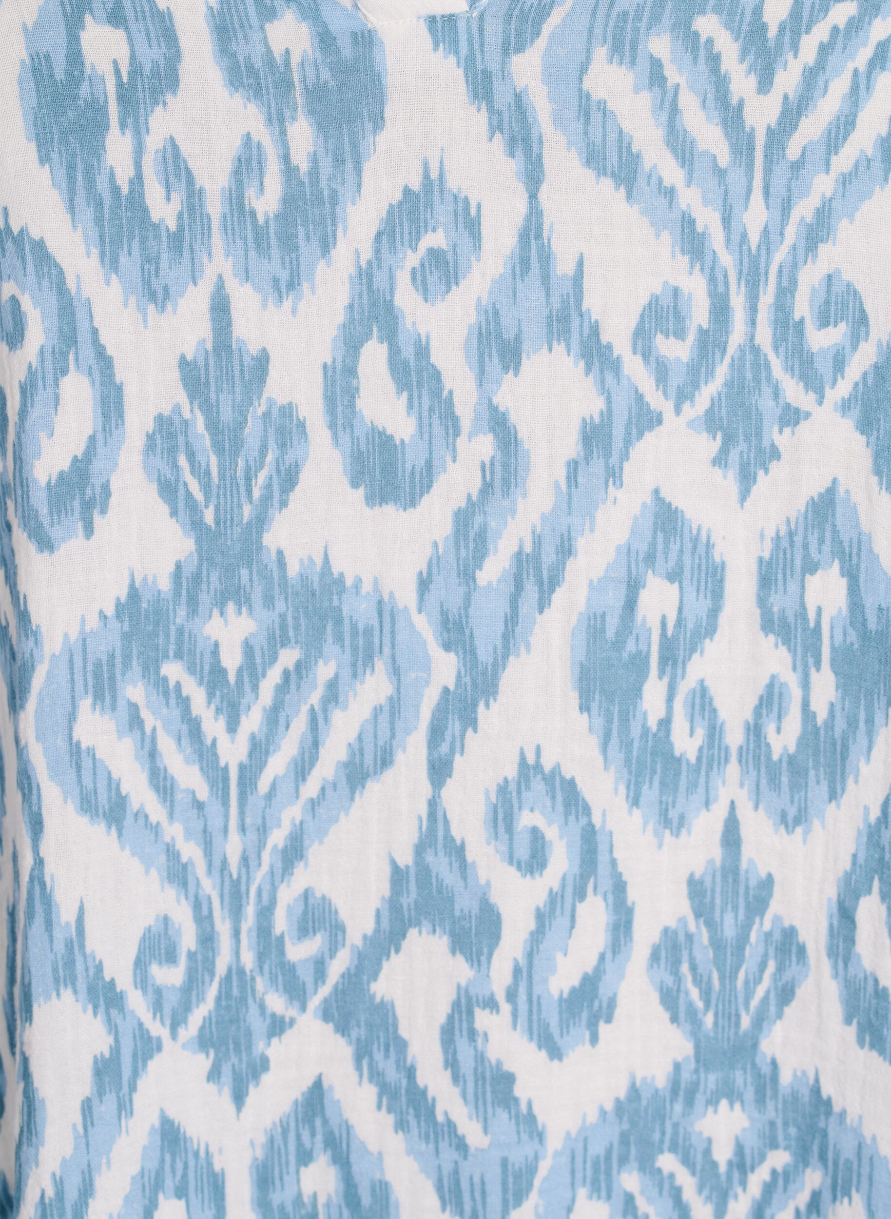 ZizziKort a-linjeformad kl&auml;nning i bomullsmuslin, Vanilla, Packshot image number 3