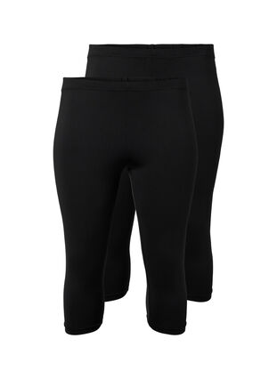 2-pack leggings i 3/4-längd, Black, Packshot image number 0